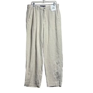 NEW Abercrombie & Fitch Baggy Trouser Mens 33x34 Beige Linen Blend